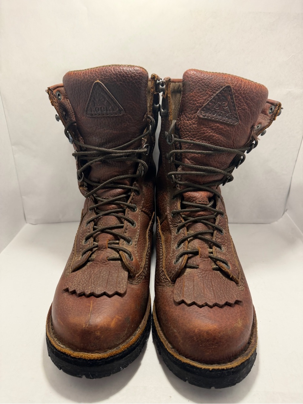 Rocky Brown Leather Men's Lace-Up Work Boots